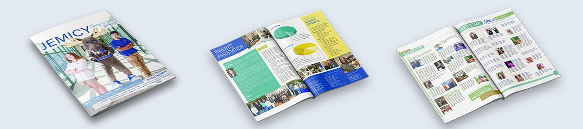 Jemicy School Branded Annual Report created by Strategic Factory.