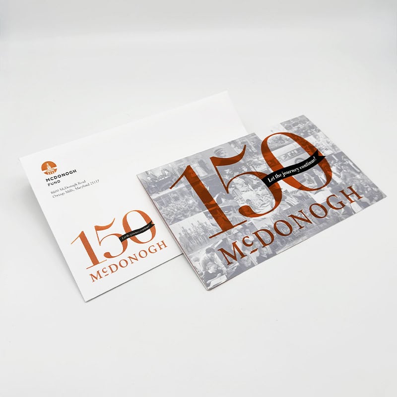 McDonogh School Donor Appeal Postcard and Envelope made by Strategic Factory.