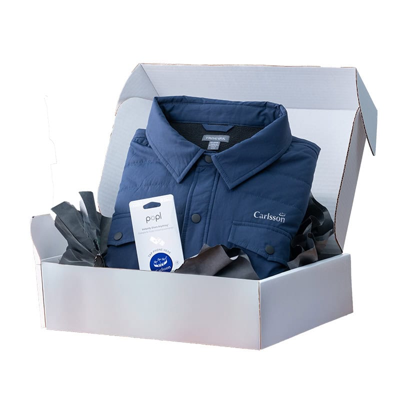 unboxing experience for remote employees filled with branded employee appreciation gifts