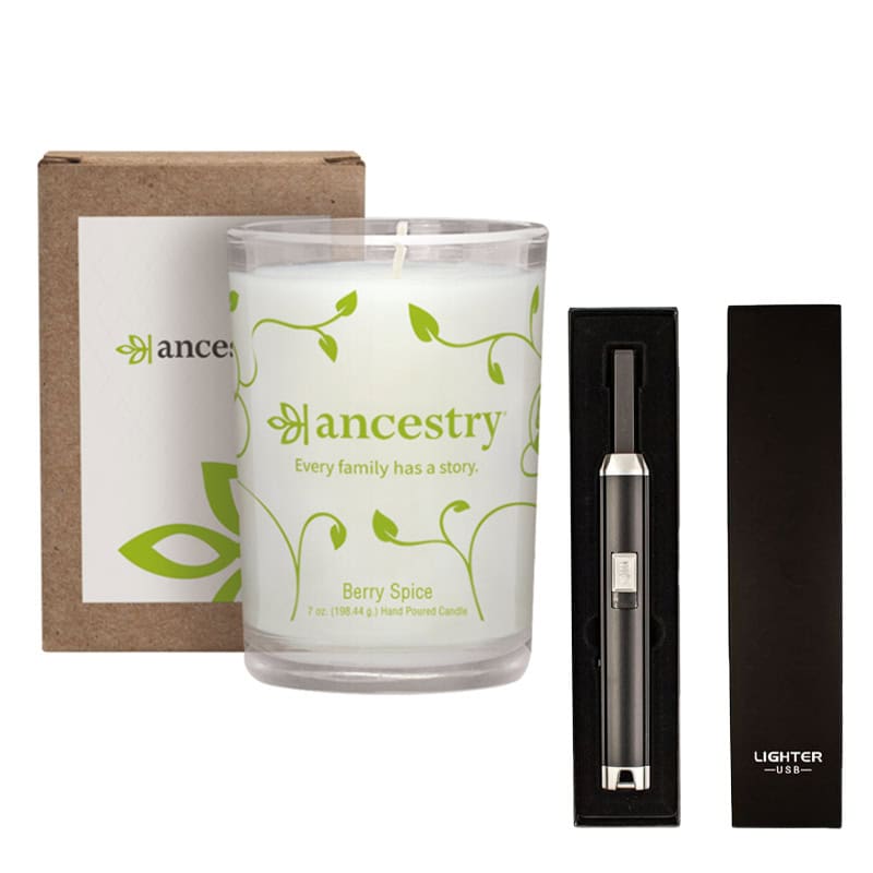 custom branded candle and electric lighter corporate gift