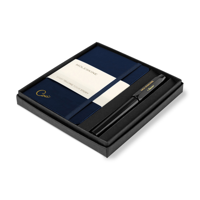 custom branded moleskin notebook and pen set