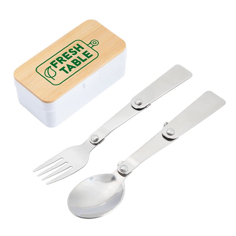 on-the-go utensil set in bamboo container for eco-friendly corporate gifting option