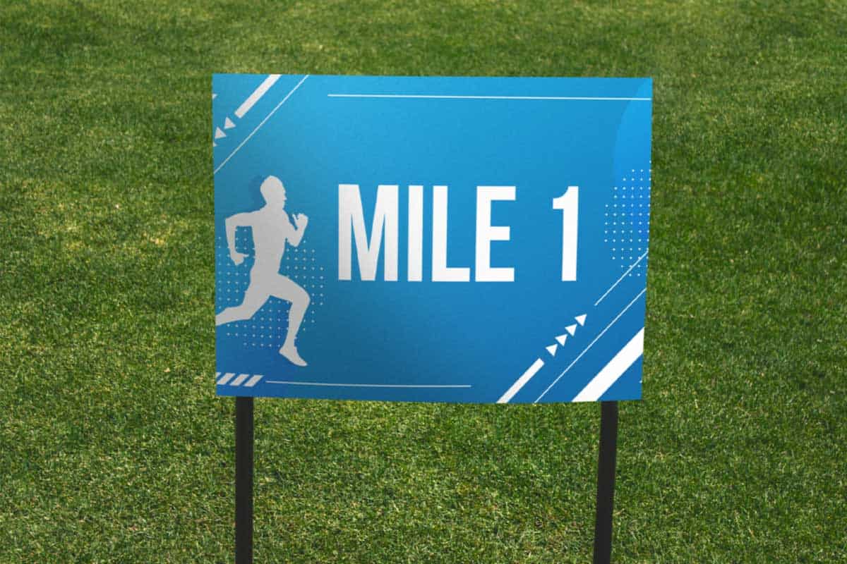 branded yard sign for custom 5k mile markers