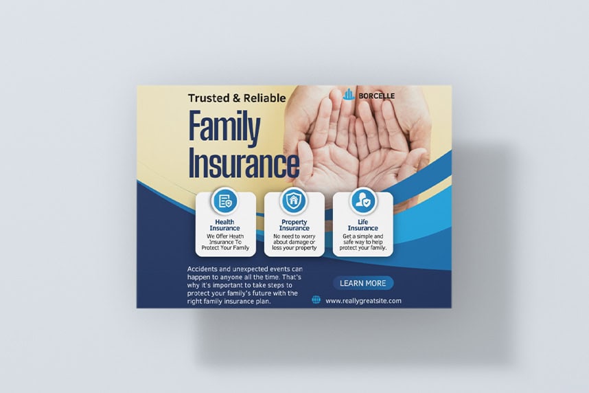 Open enrollment postcard with insurance reminders printed by Strategic Factory.