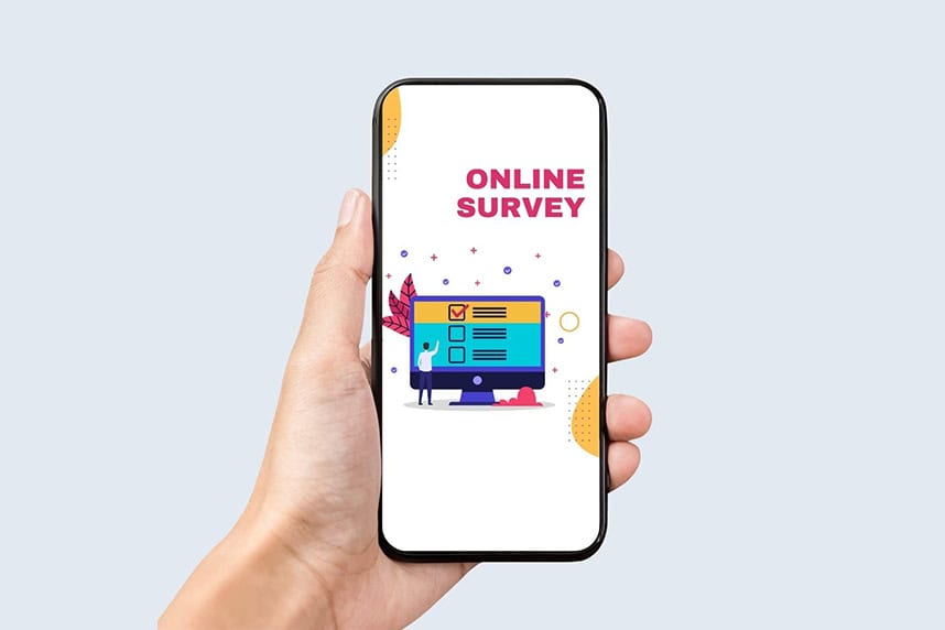 Open enrollment online survey on phone screen.