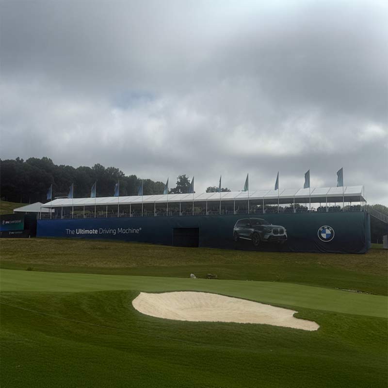 Western Golf Association's BMW Championship custom stand signs and branding
