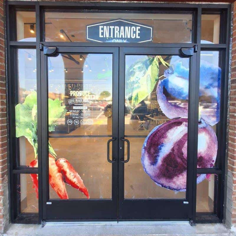 grocery store entrance window decals