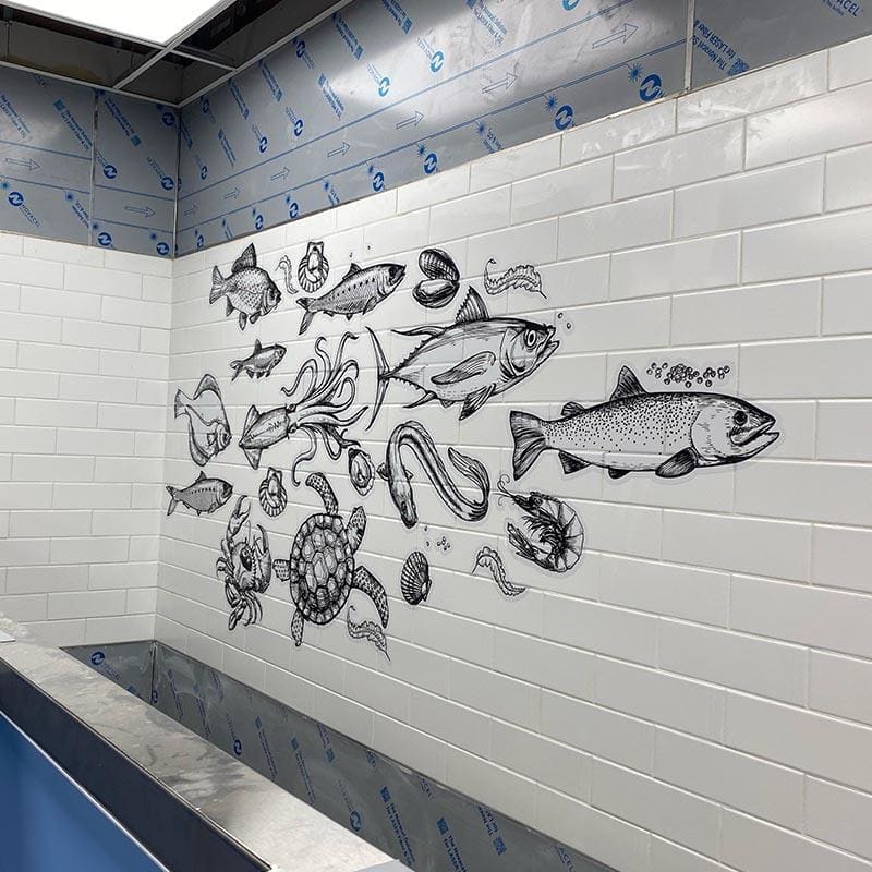 seafood fish wall graphic