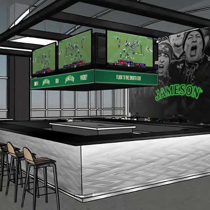 Stadium Signage Rendering featuring TV Undermounts