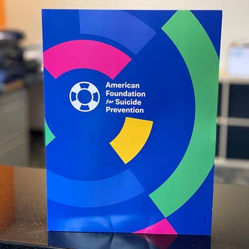 Brochure made for nonprofit, American Foundation for Suicide Prevention