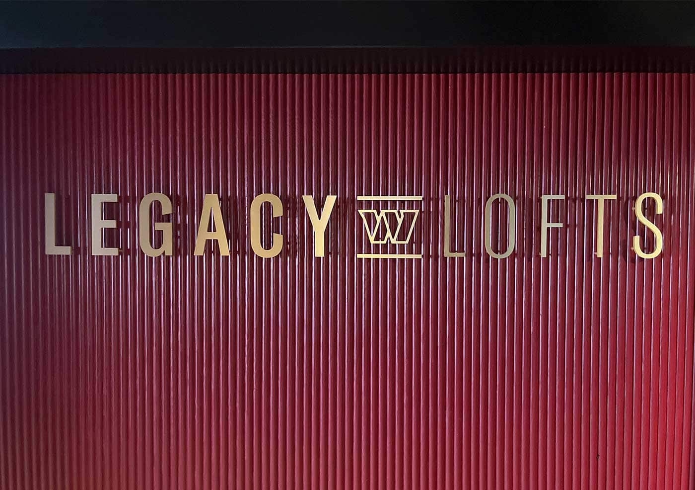 The Washington Commanders legacy lofts signage