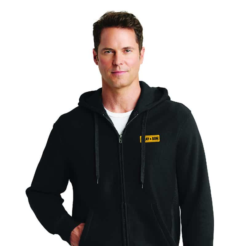 branded mens black zip hoodie