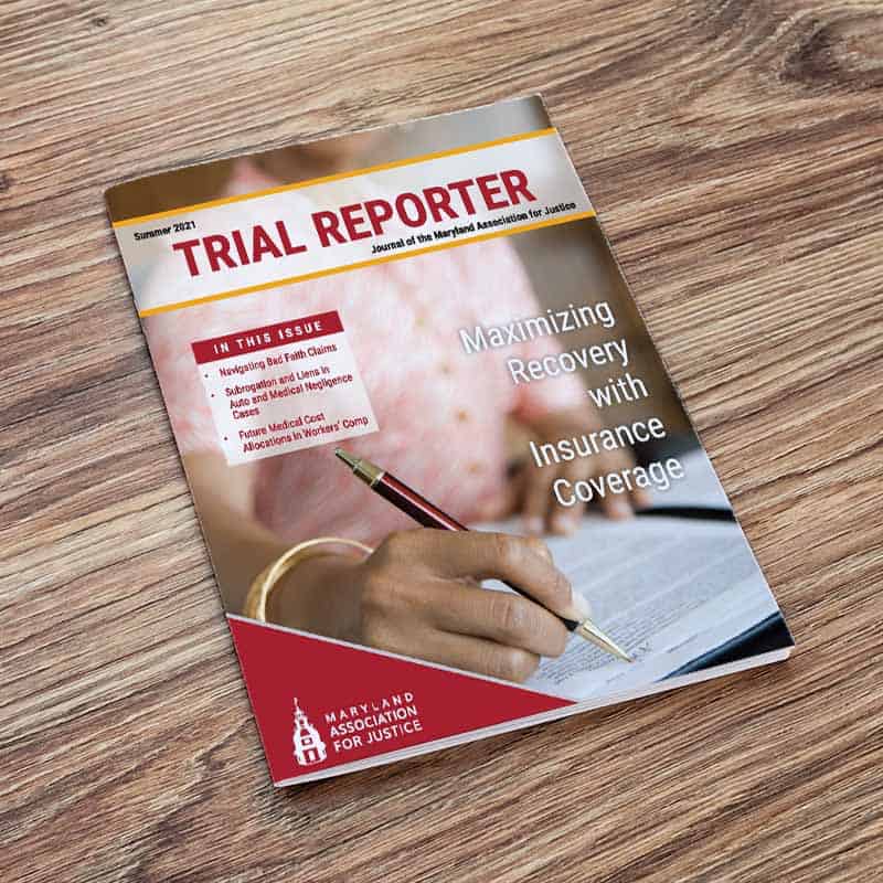 custom printed magazine made for the Maryland Association for Justice