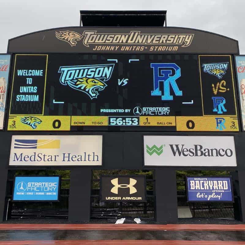 Towson University athletics scoreboard