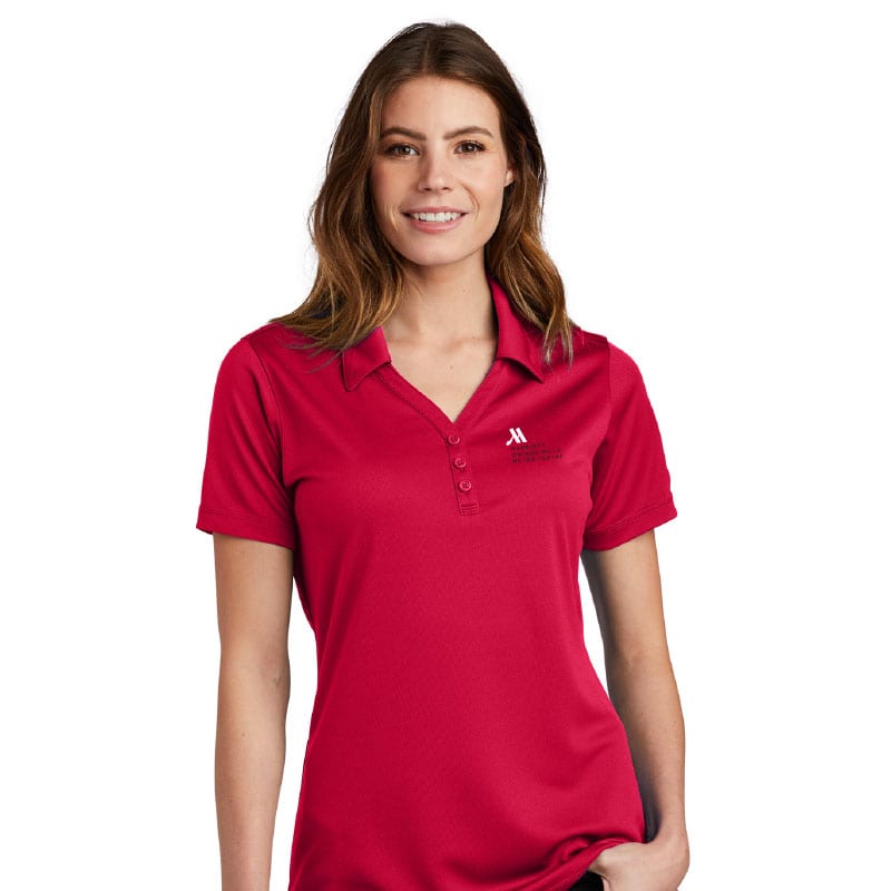 Red ladies polo shirt for Marriott hotel employee uniforms