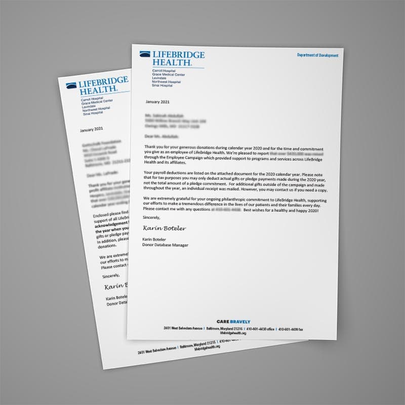 Lifebridge Health Letters