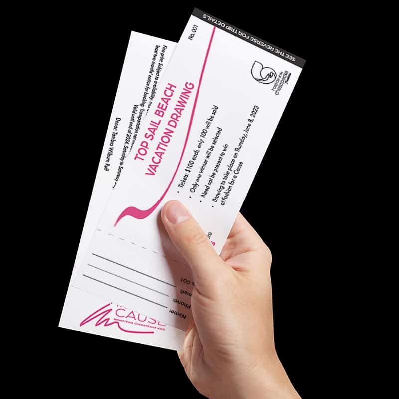 Hospice of Chesapeake custom-printed raffles tickets