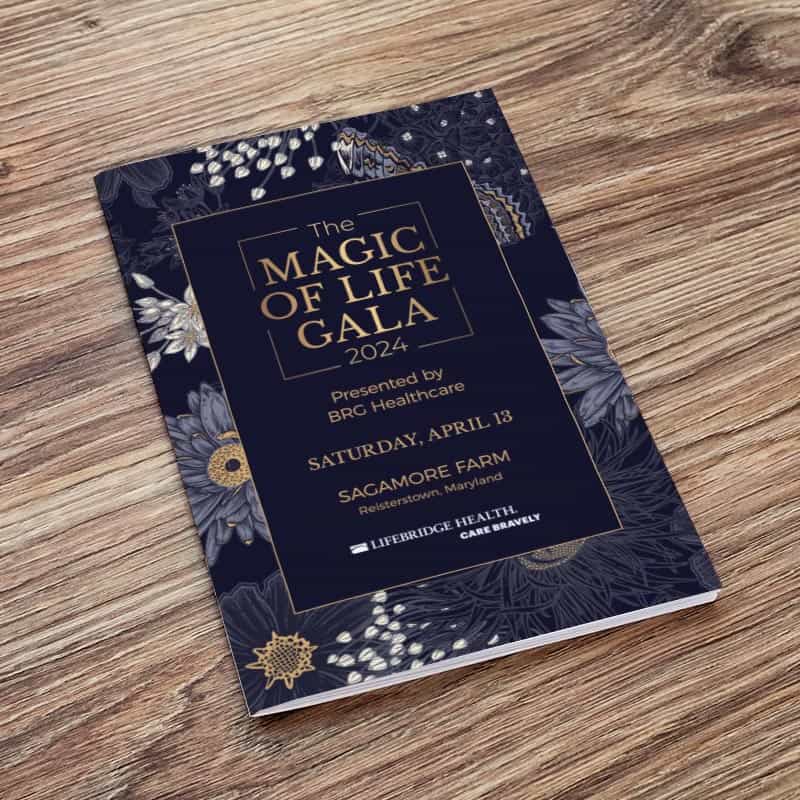 custom printed gala programs with gold foiling specialty finishing