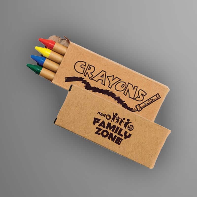 Maryland Public Television Family Zone branded set of coloring crayons promotional kids activity