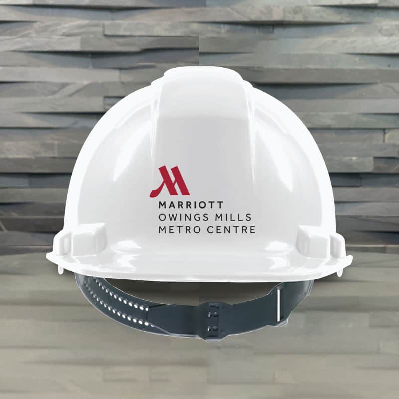 Marriott Hotel construction hard hats for groundbreaking ceremony