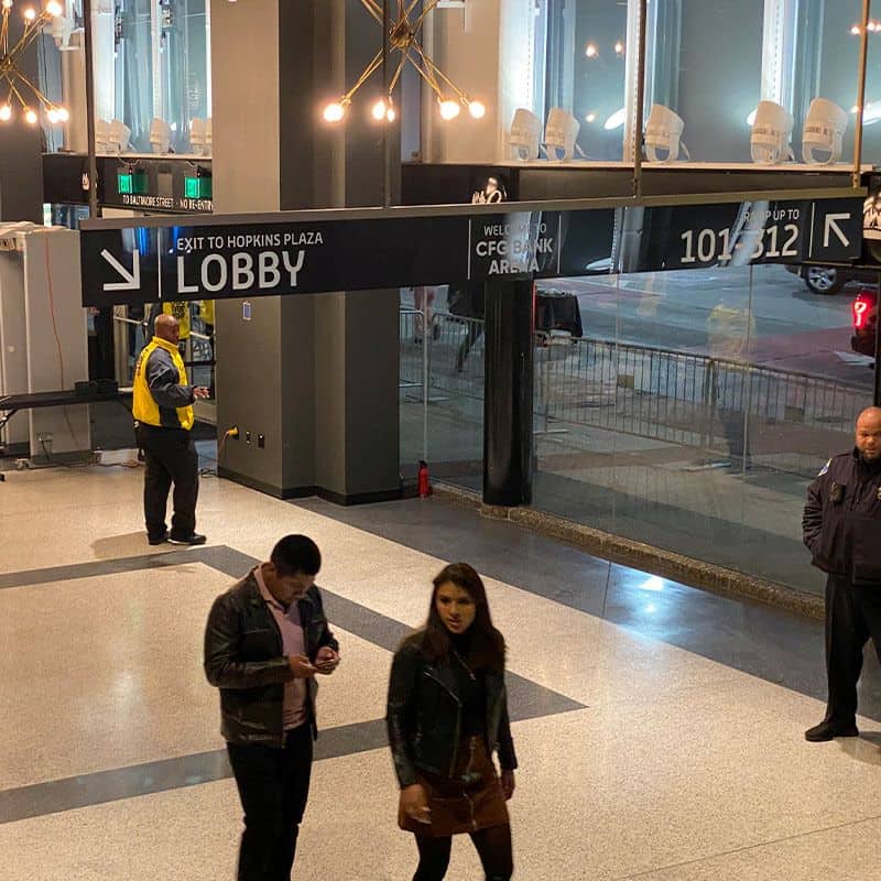 CFG Bank Arena hanging sign