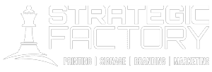 strategic factory logo in white